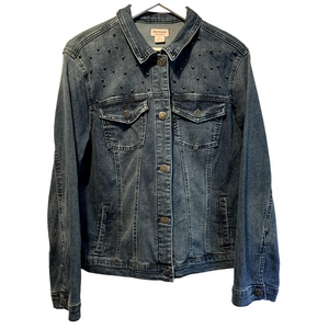 Juicy Couture Stretch Jean Jacket With Black Pearl Accents